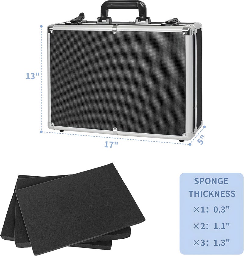 ITHWIU 17 Inch Hard Shell Carrying Case Ideal for Wireless Mic System Storage & Camera Gear Transportation, Customizable Pre-Diced Foam, Aluminum Alloy Sturdy Build, Black - Image 3